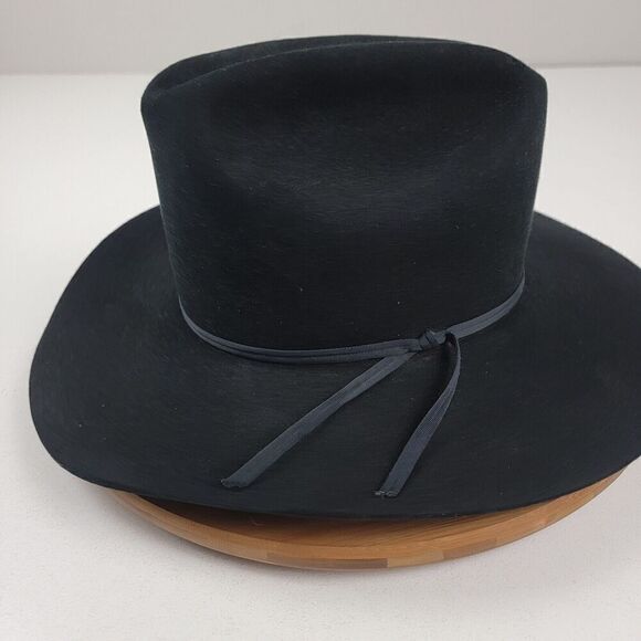 Resistol Clint Black Signature 6 3/4 Long Oval Wester Hat Cowboy Self Conforming - Picture 5 of 16